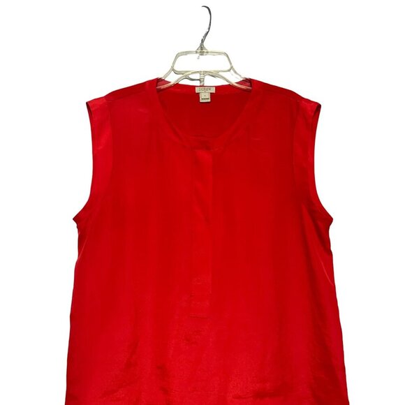 J.Crew Womens Sleeveless Red Blouse Size 10 V-Neck Button Detail Lightweight Top - Picture 2 of 5